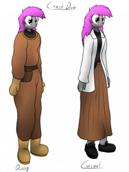Size: 964x1280 | Tagged: safe, artist:the-furry-railfan, oc, oc only, oc:crash dive, my little pony:equestria girls, clothing, dishevelled, equestria girls-ified, lab coat, solo