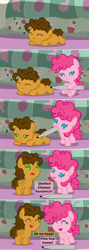 Size: 1120x3150 | Tagged: safe, artist:beavernator, character:cheese sandwich, character:pinkie pie, species:pony, baby, baby pie, baby pony, beavernator is trying to murder us, c:, colt, comic, cute, diacheeses, eyes closed, female, filly, foal, frown, laughing, male, marker, mouth hold, open mouth, prone, sleeping, smiling, snoring, zzz