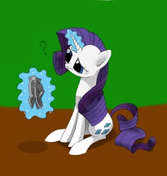 Size: 1390x1460 | Tagged: safe, artist:underpable, character:rarity, clothing, confused, female, gloves, magic, solo, telekinesis, unsure