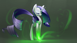 Size: 1920x1080 | Tagged: safe, artist:underpable, part of a set, character:rarity, species:pony, species:unicorn, bioshock, bioshock infinite, female, green background, magic, mare, possession, simple background, solo, vigor, wallpaper