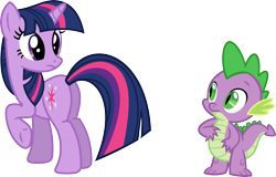Size: 3552x2273 | Tagged: safe, artist:porygon2z, character:spike, character:twilight sparkle, character:twilight sparkle (unicorn), species:dragon, species:pony, species:unicorn, butt, duo, female, maled, mare, plot, raised hoof, simple background, transparent background, twibutt, underhoof, vector