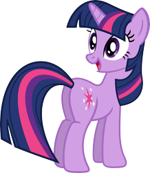 Size: 3107x3566 | Tagged: safe, artist:porygon2z, character:twilight sparkle, character:twilight sparkle (unicorn), species:pony, species:unicorn, butt, female, looking back, looking over shoulder, mare, open mouth, plot, simple background, solo, transparent background, twibutt, vector