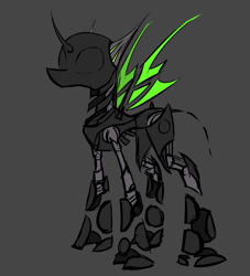 Size: 1073x1181 | Tagged: safe, artist:underpable, species:changeling, crossover, megaman, megaman x, megamare, megamare x, robot, robot changeling, solo