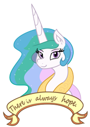 Size: 827x1169 | Tagged: safe, artist:sketchy brush, artist:zev, character:princess celestia, species:alicorn, species:pony, banner, bust, collaboration, female, hope, inspirational, looking at you, mare, old banner, portrait, positive message, positive ponies, simple background, smiling, solo, transparent background, uplifting, vector