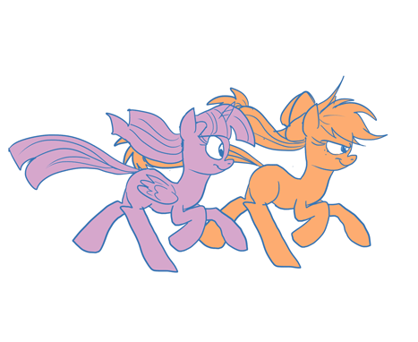 Size: 467x382 | Tagged: safe, artist:jowyb, character:applejack, character:twilight sparkle, character:twilight sparkle (alicorn), species:alicorn, species:earth pony, species:pony, ship:twijack, animated, female, lesbian, mare, running, shipping, simple background, twijack weekly, white background
