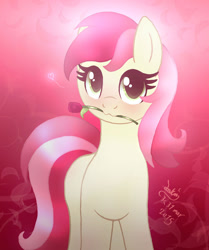Size: 920x1100 | Tagged: safe, artist:joakaha, character:roseluck, female, mouth hold, rose, solo