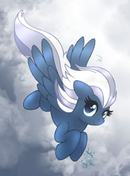 Size: 895x1200 | Tagged: safe, artist:joakaha, character:night glider, episode:the cutie map, g4, my little pony: friendship is magic, cloud, cloudy, cute, female, flying, glideabetes, looking at you, smiling, solo, spread wings, wings