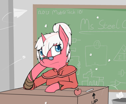 Size: 2558x2108 | Tagged: safe, artist:erthilo, oc, oc only, oc:steel cherry, fallout equestria, /foe/, classroom, solo
