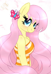 Size: 900x1300 | Tagged: safe, artist:joakaha, character:fluttershy, species:anthro, female, solo, wingless, wingless anthro