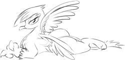 Size: 1630x784 | Tagged: safe, artist:zev, character:gilda, species:griffon, female, grayscale, monochrome, solo