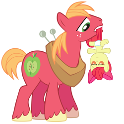 Size: 6022x5993 | Tagged: safe, artist:beavernator, character:apple bloom, character:big mcintosh, species:pony, absurd resolution, apple bloom is not amused, baby, baby pony, diaper, foal
