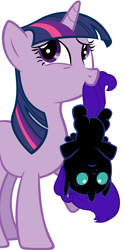 Size: 2500x5000 | Tagged: safe, artist:beavernator, character:twilight sparkle, oc, oc:nyx, species:alicorn, species:pony, alicorn oc, baby, baby pony, cute, female, filly, foal, mama twilight, mouth, nyxabetes, simple background, upside down, vector, white background