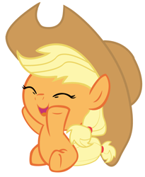 Size: 3600x4400 | Tagged: safe, artist:beavernator, character:applejack, species:pony, baby, baby pony, babyjack, beavernator is trying to murder us, clothing, cute, dawwww, female, filly, foal, hat, hnnng, jackabetes, solo