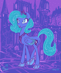 Size: 613x727 | Tagged: safe, artist:jowyb, character:princess luna, crown, female, jewelry, limited palette, regalia, solo