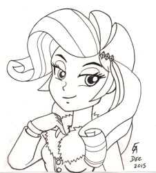 Size: 800x885 | Tagged: safe, artist:mayorlight, character:rarity, my little pony:equestria girls, female, ink drawing, monochrome, solo, traditional art