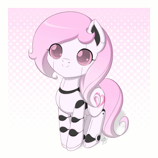Size: 600x600 | Tagged: safe, artist:jdan-s, oc, oc only, oc:cyberia heart, species:pony, animated, cute, robot, robot pony, singing, smiling, solo
