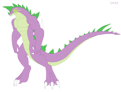 Size: 2789x2121 | Tagged: safe, artist:pyrus-leonidas, character:spike, species:dragon, kaiju, kaijufied, male, muscles, simple background, solo, species swap, spikezilla, transparent background