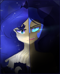 Size: 1280x1578 | Tagged: safe, artist:jankrys00, character:nightmare moon, character:princess luna, species:human, lunadoodle, duality, female, humanized, solo