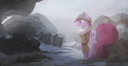 Size: 2682x1382 | Tagged: safe, artist:fuzzyfox11, character:berry punch, character:berryshine, clothing, coat, female, hat, snow, snowfall, solo, winter
