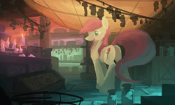 Size: 2481x1488 | Tagged: safe, artist:fuzzyfox11, character:roseluck, candle, female, shop, solo