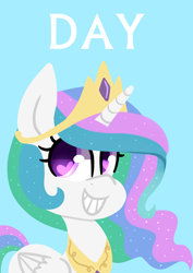 Size: 1280x1810 | Tagged: safe, artist:pinipy, character:princess celestia, day, female, grin, heart eyes, one word, smiling, solo, wingding eyes