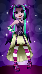 Size: 900x1600 | Tagged: safe, artist:nekojackun, character:aria blaze, equestria girls:rainbow rocks, g4, my little pony: equestria girls, my little pony:equestria girls, clothing, female, high heels, looking at you, open mouth, pantyhose, sleeveless, solo, welcome to the show