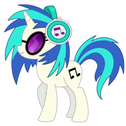 Size: 2500x2500 | Tagged: safe, artist:lostinthetrees, character:dj pon-3, character:vinyl scratch, species:pony, species:unicorn, cutie mark, female, headphones, hooves, horn, mare, simple background, smiling, solo, sunglasses, transparent background, vector