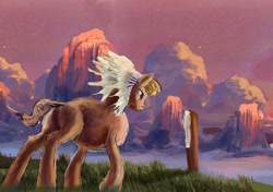 Size: 1582x1114 | Tagged: safe, artist:owlvortex, character:little strongheart, feather, female, scenery, solo