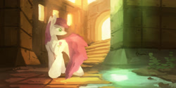 Size: 2600x1300 | Tagged: safe, artist:fuzzyfox11, character:roseluck, archway, backlighting, female, plot, solo