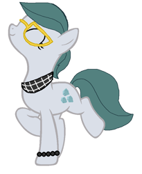 Size: 663x810 | Tagged: safe, artist:thefanficfanpony, character:cloudy quartz, species:earth pony, species:pony, adoraquartz, alternate hairstyle, bracelet, cute, eyes closed, female, glasses, mare, smiling, solo, younger