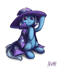 Size: 3244x4054 | Tagged: safe, artist:inowiseei, character:trixie, species:pony, species:unicorn, female, mare, solo, trixie's cape, trixie's hat