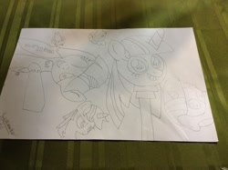 Size: 2592x1936 | Tagged: safe, artist:theanimefanz, derpibooru original, character:derpy hooves, character:spike, character:starlight glimmer, character:twilight sparkle, species:pegasus, species:pony, female, irl, mare, photo, scepter, traditional art, twilight scepter