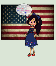 Size: 640x748 | Tagged: safe, artist:obeliskgirljohanny, oc, oc only, oc:strawberry rose, species:human, 4th of july, american flag, american independence day, humanized, independence day, patriotic, solo