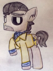 Size: 601x800 | Tagged: safe, artist:thefanficfanpony, character:doctor caballeron, species:earth pony, species:pony, cute, cutealleron, looking at you, male, one hoof raised, outertale, solo, stallion, traditional art