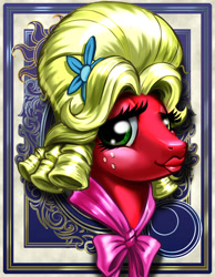 Size: 700x900 | Tagged: safe, artist:harwick, character:big mcintosh, species:earth pony, species:pony, episode:brotherhooves social, g4, my little pony: friendship is magic, bust, crossdressing, disguise, freckles, harwick's sun/moon portraits, male, orchard blossom, portrait, solo, stallion