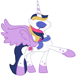 Size: 823x821 | Tagged: safe, artist:thefanficfanpony, character:prince blueblood, character:twilight sparkle, character:twilight sparkle (alicorn), species:alicorn, species:pony, clothing, female, fusion, scarf