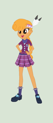 Size: 340x786 | Tagged: safe, artist:obeliskgirljohanny, base used, character:little strongheart, my little pony:equestria girls, braid, braided ponytail, clothing, crystal prep academy, crystal prep academy uniform, equestria girls-ified, feather, female, headband, native american, pleated skirt, ponytail, school uniform, shoes, skirt, socks, solo