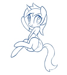 Size: 1147x1280 | Tagged: safe, artist:hidden-cat, character:minuette, clothing, female, monochrome, simple background, socks, solo