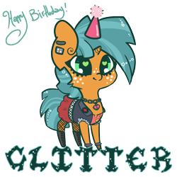 Size: 1100x1100 | Tagged: safe, artist:otterlore, character:snails, birthday, boots, chain necklace, chains, clothing, cute, diasnails, ear piercing, earring, eyeliner, fishnets, freckles, glitter shell, goth, hat, heart eyes, jacket, jewelry, locket, male, pantyhose, party hat, piercing, shellbetes, simple background, skirt, solo, stockings, transparent background, wingding eyes