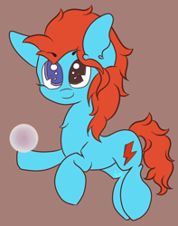 Size: 756x960 | Tagged: safe, artist:hedgehog-plant, oc, oc only, species:earth pony, species:pony, brown background, heterochromia, simple background, smiling, solo