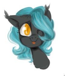 Size: 237x277 | Tagged: safe, artist:whale, oc, oc only, oc:motte, species:bat pony, species:pony, blep, mlem, one eye closed, raspberry, solo, tongue out, wink