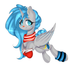 Size: 1124x985 | Tagged: safe, artist:clefficia, oc, oc only, oc:moonbeam, species:alicorn, species:pony, alicorn oc, clothing, scarf, smiling, solo