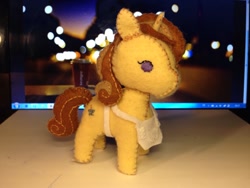 Size: 1280x960 | Tagged: safe, artist:whale, character:cinnamon chai, species:pony, species:unicorn, apron, clothing, doll, irl, photo, plushie, solo, toy