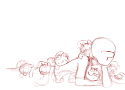 Size: 1400x1000 | Tagged: safe, artist:aa, character:sweetie belle, oc, oc:anon, species:human, clones, sleeping