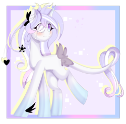 Size: 1946x1911 | Tagged: safe, artist:clefficia, oc, oc only, species:pony, species:unicorn, augmented tail, bandage, blushing, female, mare, solo