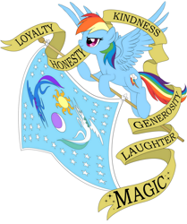 Size: 1034x1238 | Tagged: safe, artist:lostinthetrees, edit, character:princess celestia, character:princess luna, character:rainbow dash, banner, cropped, equestrian flag, female, flag, moon, simple background, solo, sun, tattoo concept, white background