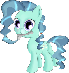 Size: 1458x1524 | Tagged: safe, artist:brok-enwings, character:petunia paleo, species:earth pony, species:pony, g4, bone, female, mouth hold, simple background, solo, transparent background
