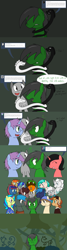Size: 1280x4775 | Tagged: safe, artist:hummingway, oc, oc only, oc:copper wings, oc:feather hummingway, oc:jade shine, oc:lightking, oc:paradigm, oc:zephyr wing, absurd resolution, albino changeling, ask-humming-way, tumblr, white changeling