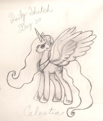 Size: 1275x1506 | Tagged: safe, artist:silversthreads, character:princess celestia, species:alicorn, species:pony, daily sketch, female, mare, sketch, solo, traditional art