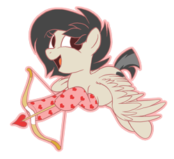 Size: 2933x2673 | Tagged: safe, artist:lostinthetrees, oc, oc only, oc:storm feather, species:pegasus, species:pony, arrow, bow (weapon), bow and arrow, clothing, cupid, female, high res, mare, simple background, socks, solo, transparent background, weapon